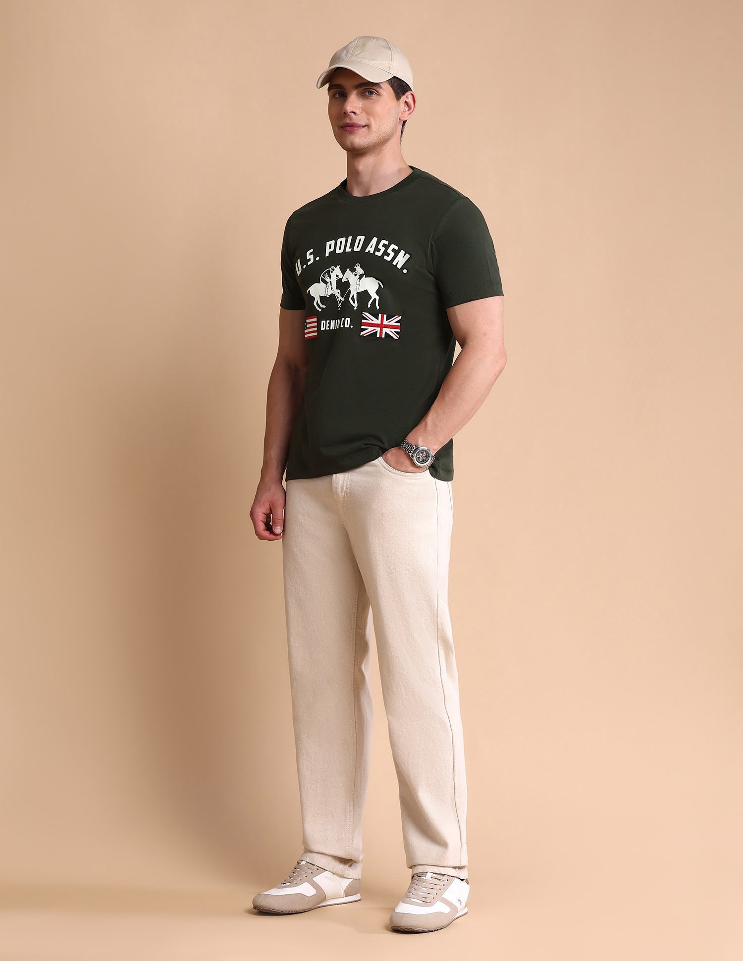 Brand Printed Muscle Fit T-Shirt Light Green - U.S. POLO ASSN. | Large