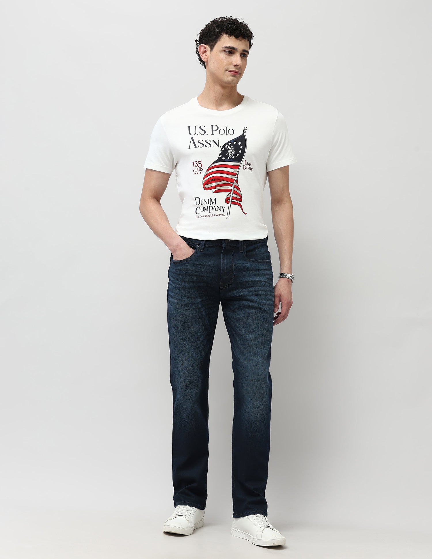 Harold Slim Straight Fit Blue Jeans Dark Wash - U.S. POLO ASSN. | Large