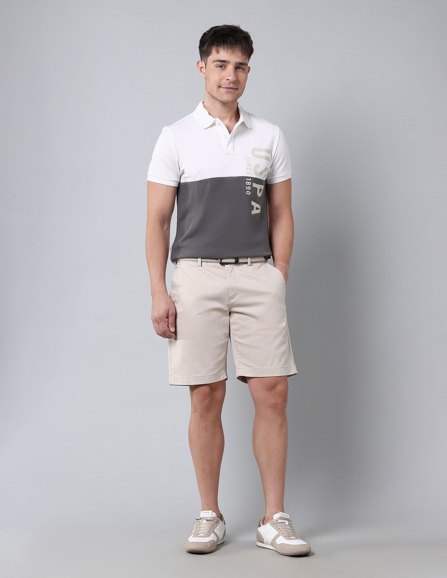 Cut & Sew Muscle Fit Polo Shirt Ivory - U.S. POLO ASSN. | Large