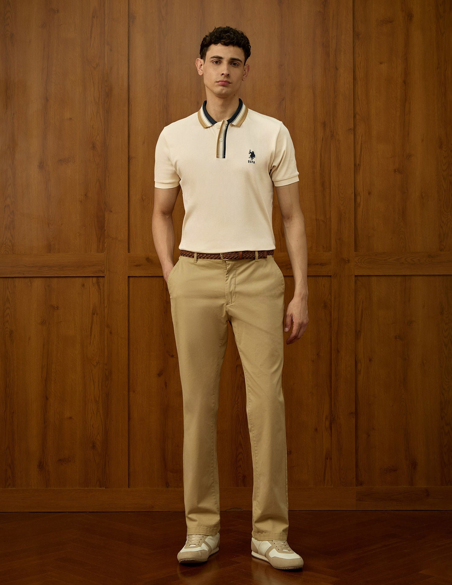 Solid Varsity Theatre Polo Shirt Beige - U.S. POLO ASSN. | Large