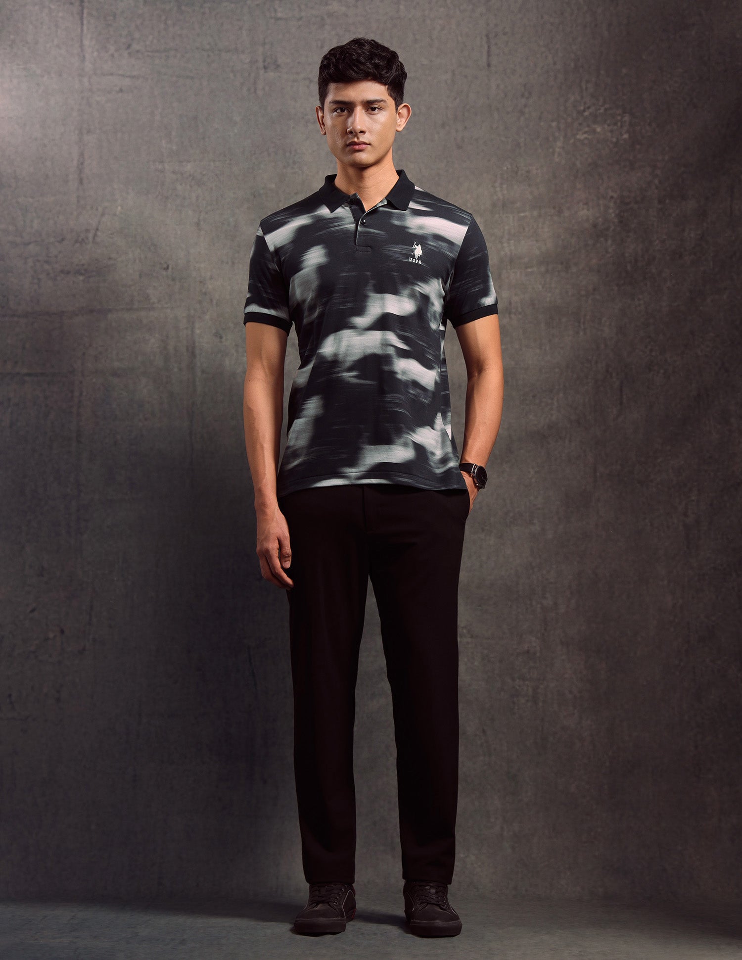 Abstract Printed Regular Fit Polo shirt Black - U.S. POLO ASSN. | Large