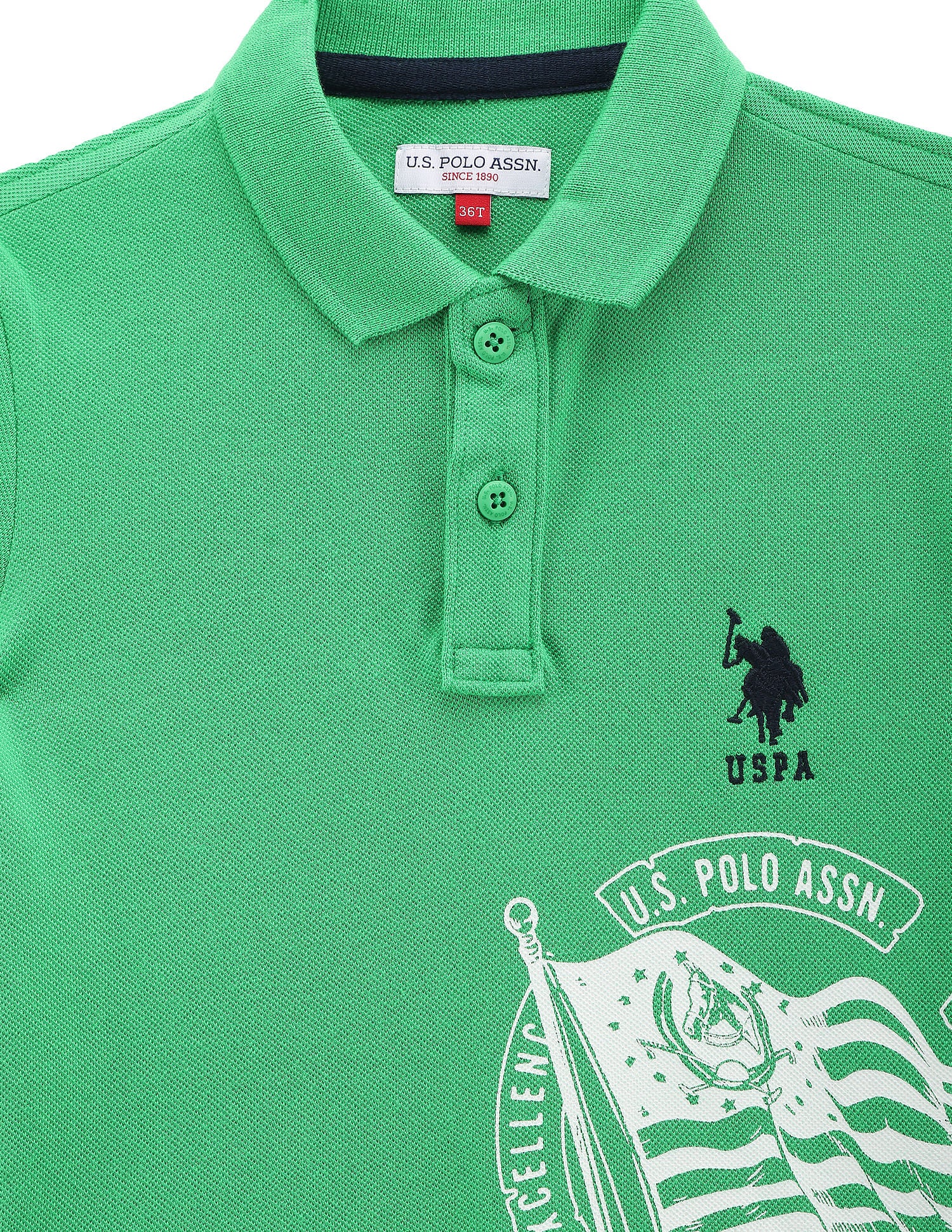 Boys Graphic Cotton Polo Shirt Green - U.S. POLO ASSN. | Large