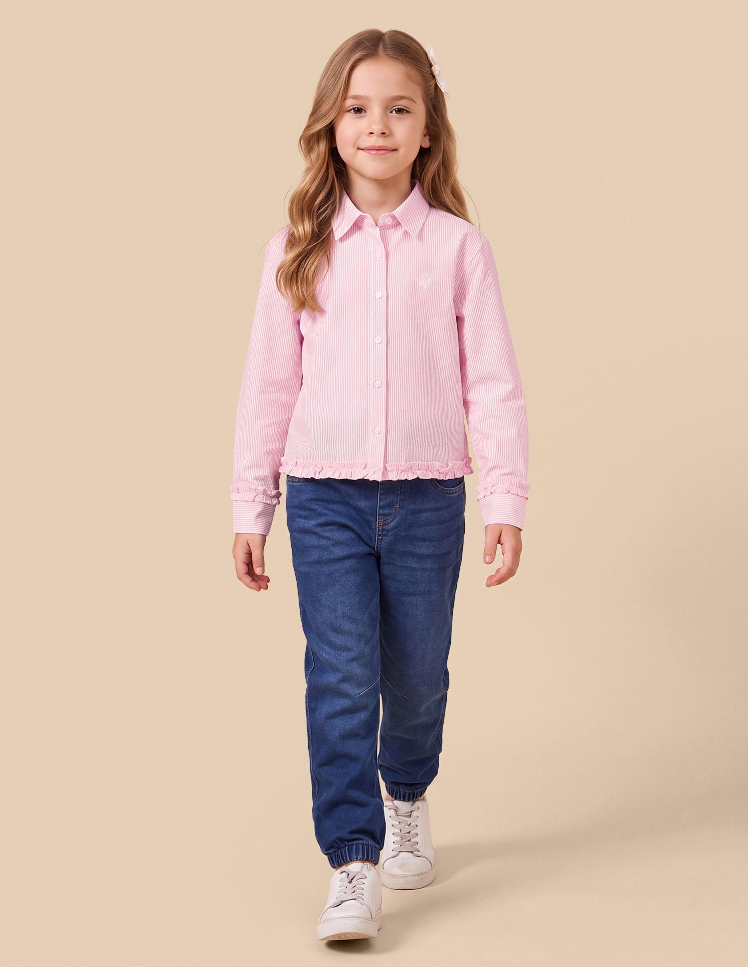 Vertical Striped Relaxed Fit Top Pink - U.S. Polo Assn. India | Large