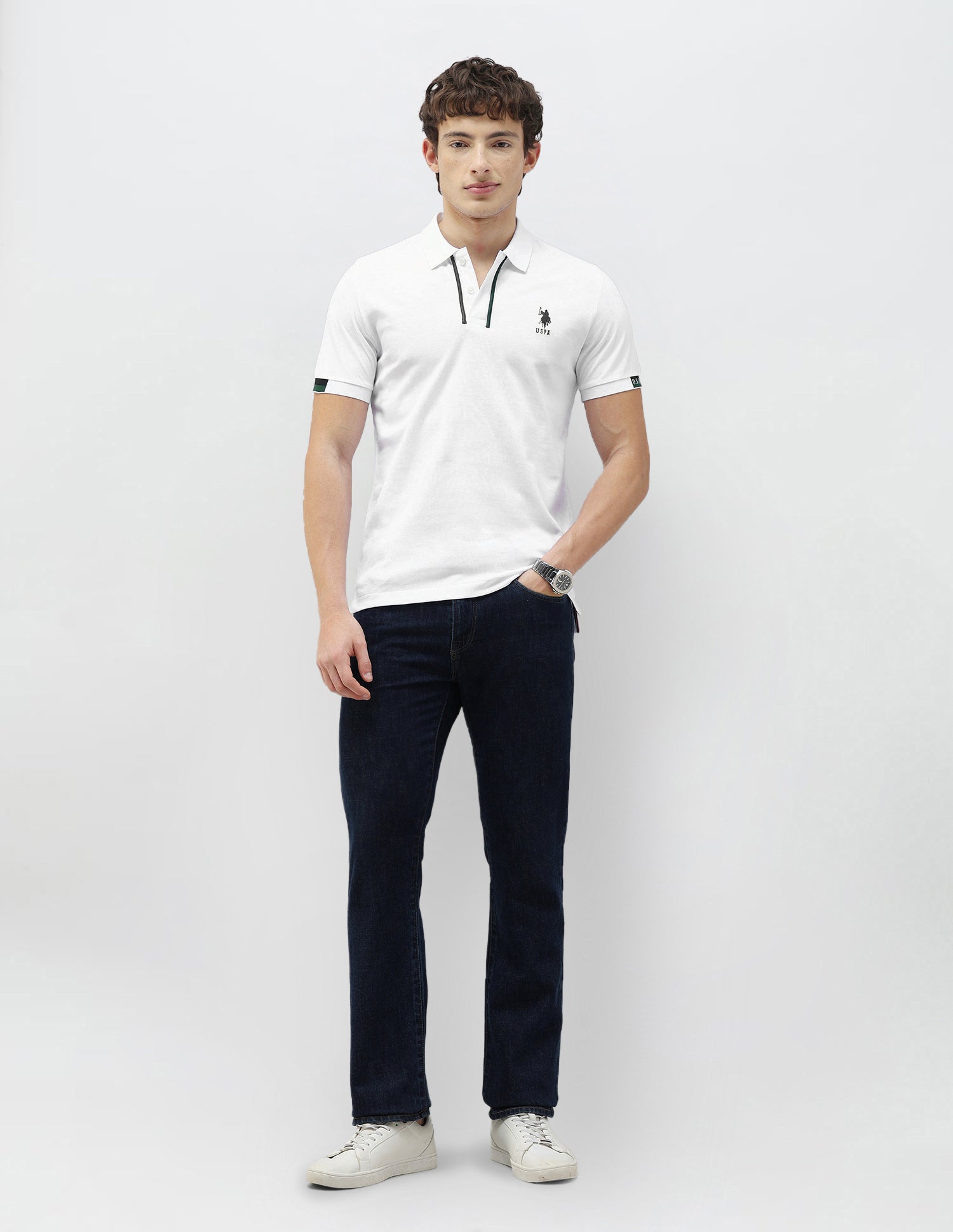 New Port Marina Solid Polo Shirt White - U.S. Polo Assn. India | Large