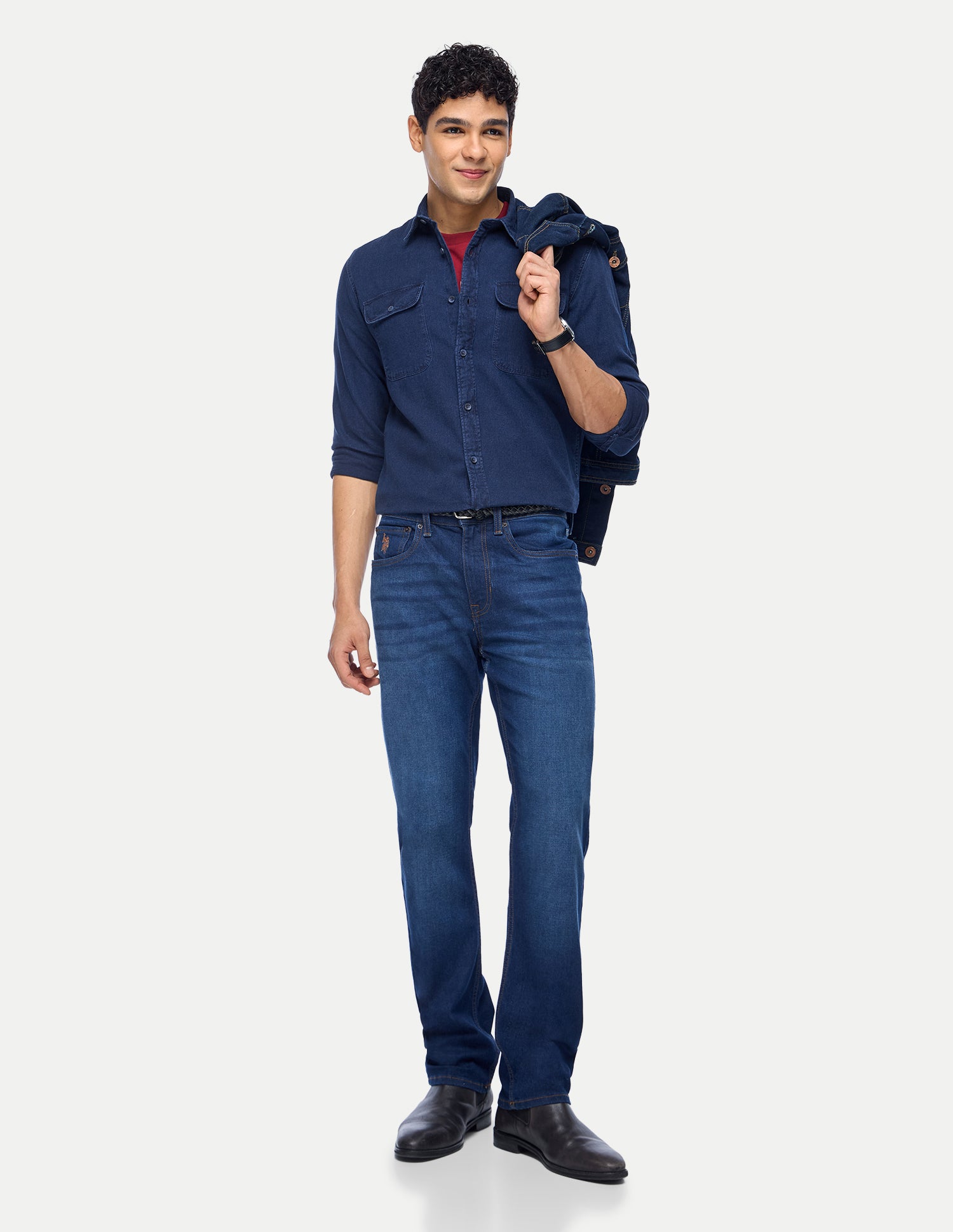 Solid Regular Fit Shirt Dark Indigo - U.S. Polo Assn. India | Large