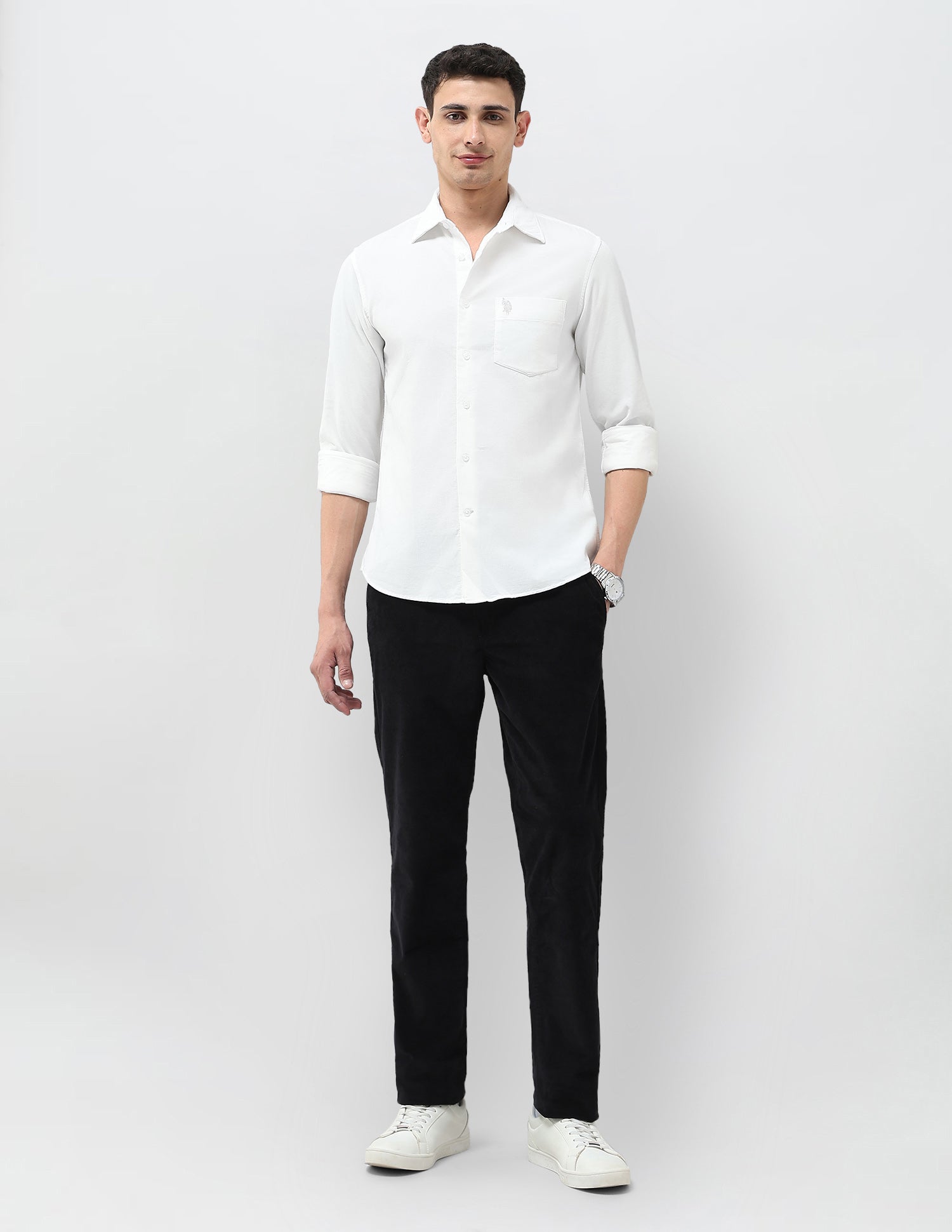 Corduroy Tailored Fit Shirt White - U.S. POLO ASSN. | Large