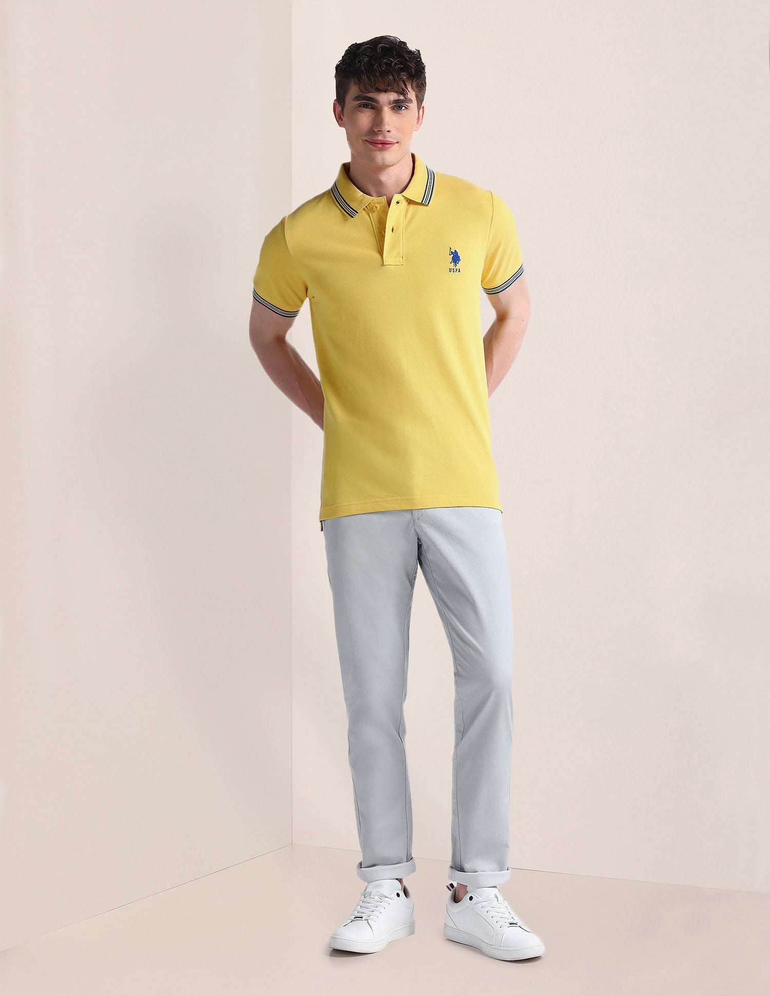 Slim Fit Short Sleeve Polo Shirt Yellow - U.S. POLO ASSN. | Large