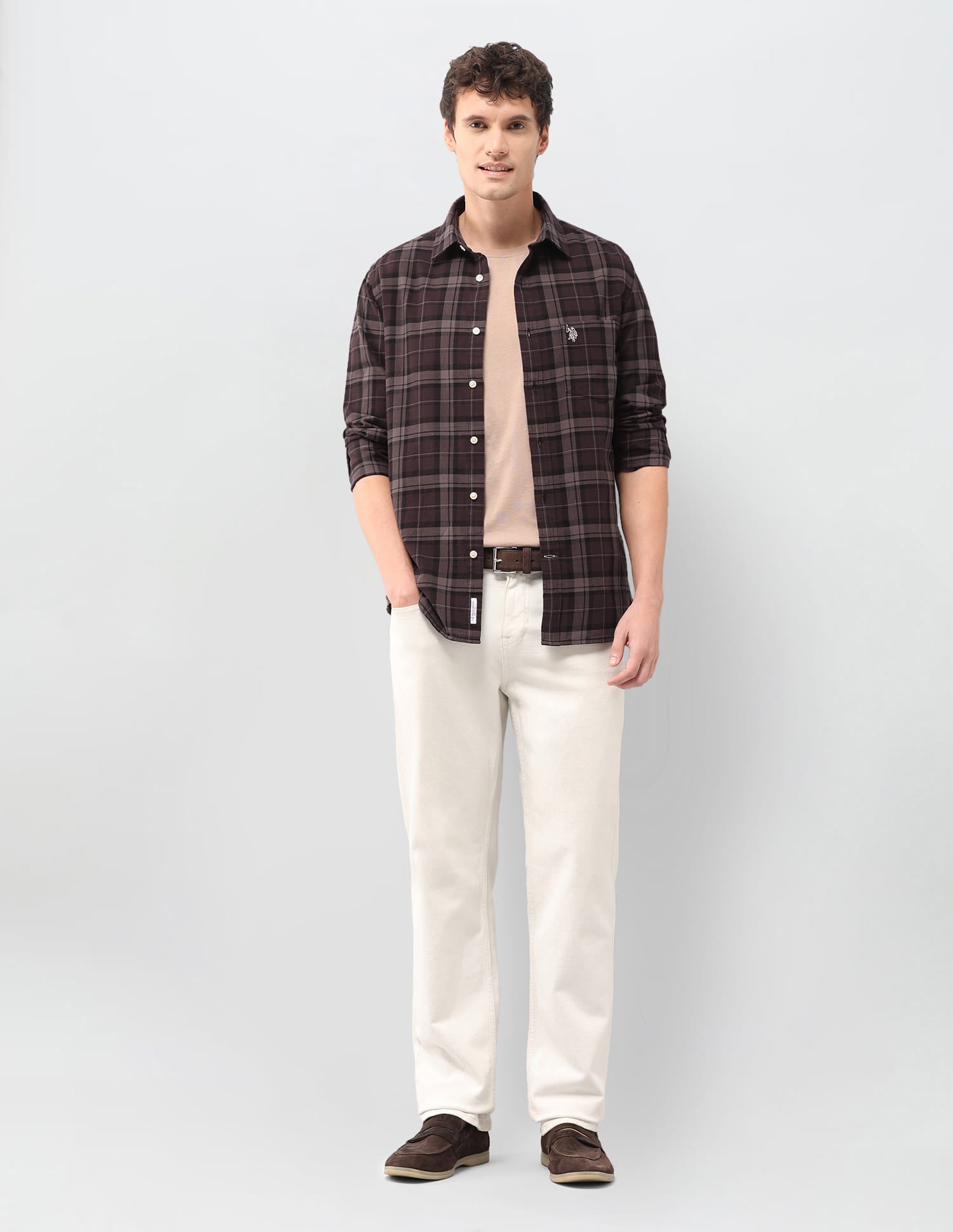 Plaid check Tailored Fit Shirt Brown - U.S. Polo Assn. India | Large