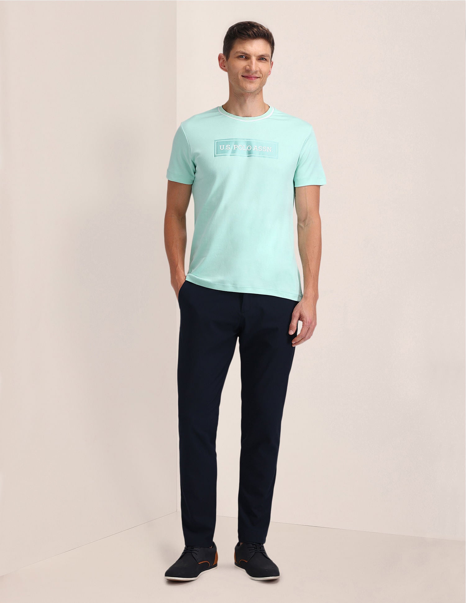 Brand Print Cotton T-Shirt Light Green - U.S. POLO ASSN. | Large