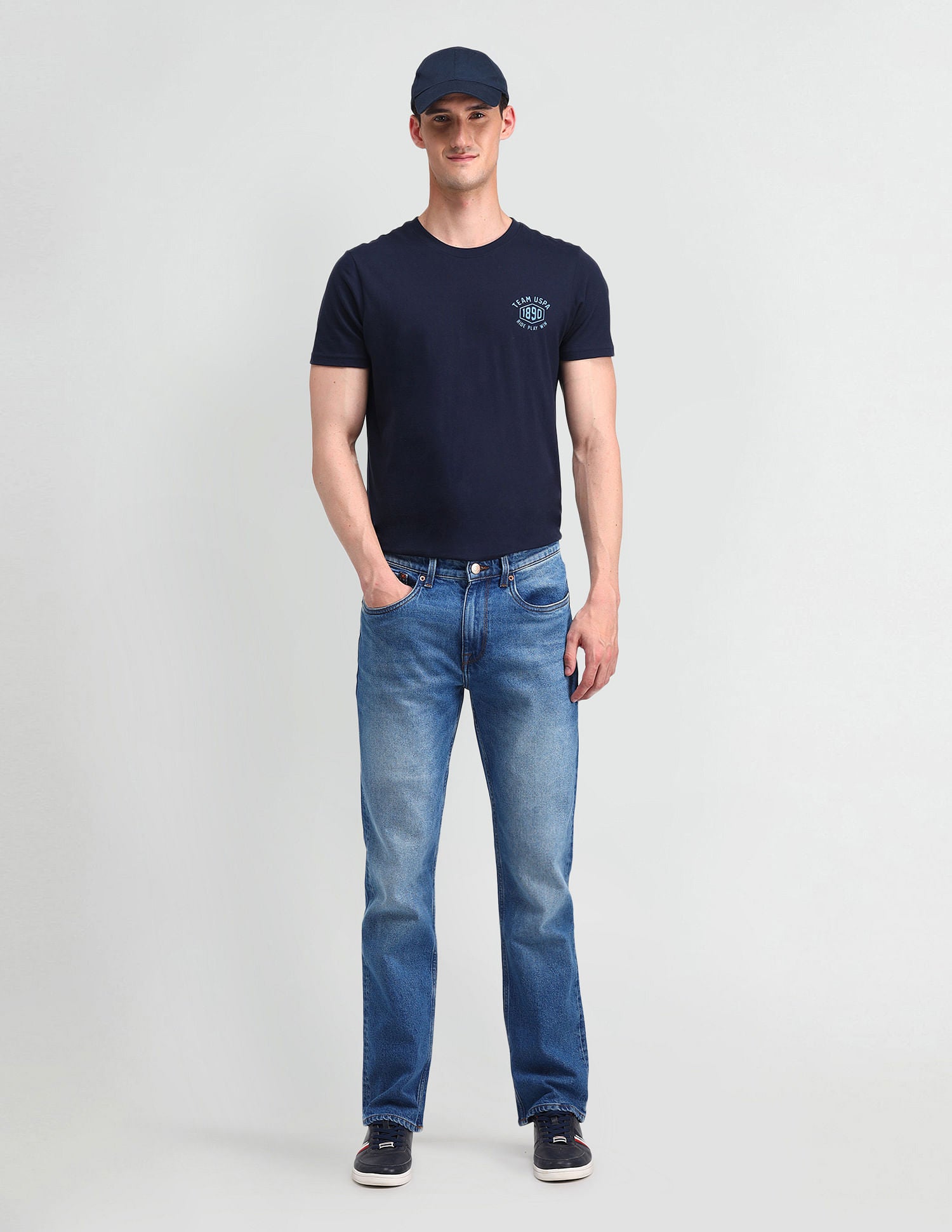 Harold Slim Straight Blue Jeans Blue - U.S. POLO ASSN. | Large