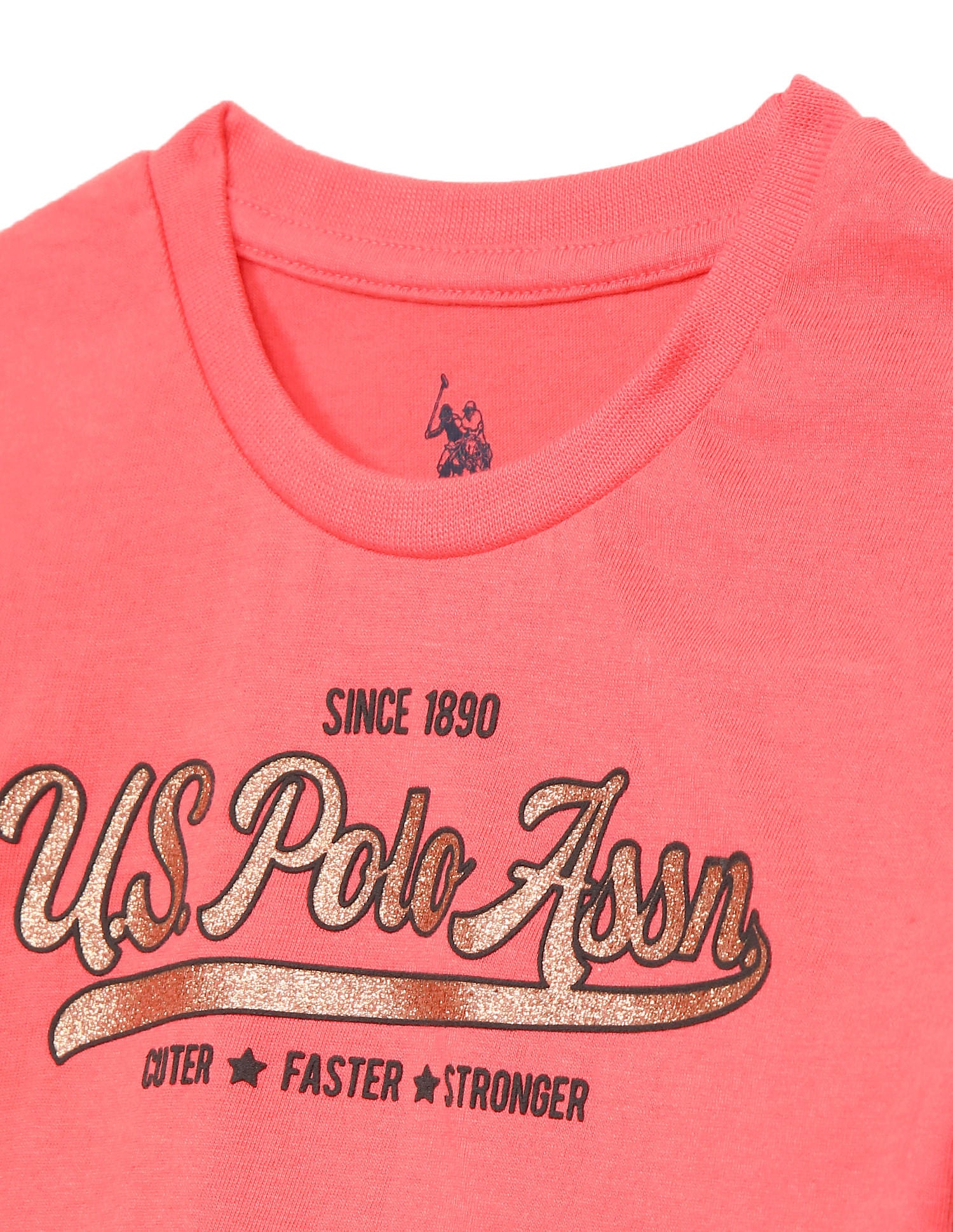 Long Sleeve Brand Print T-Shirt Coral - U.S. POLO ASSN. | Large