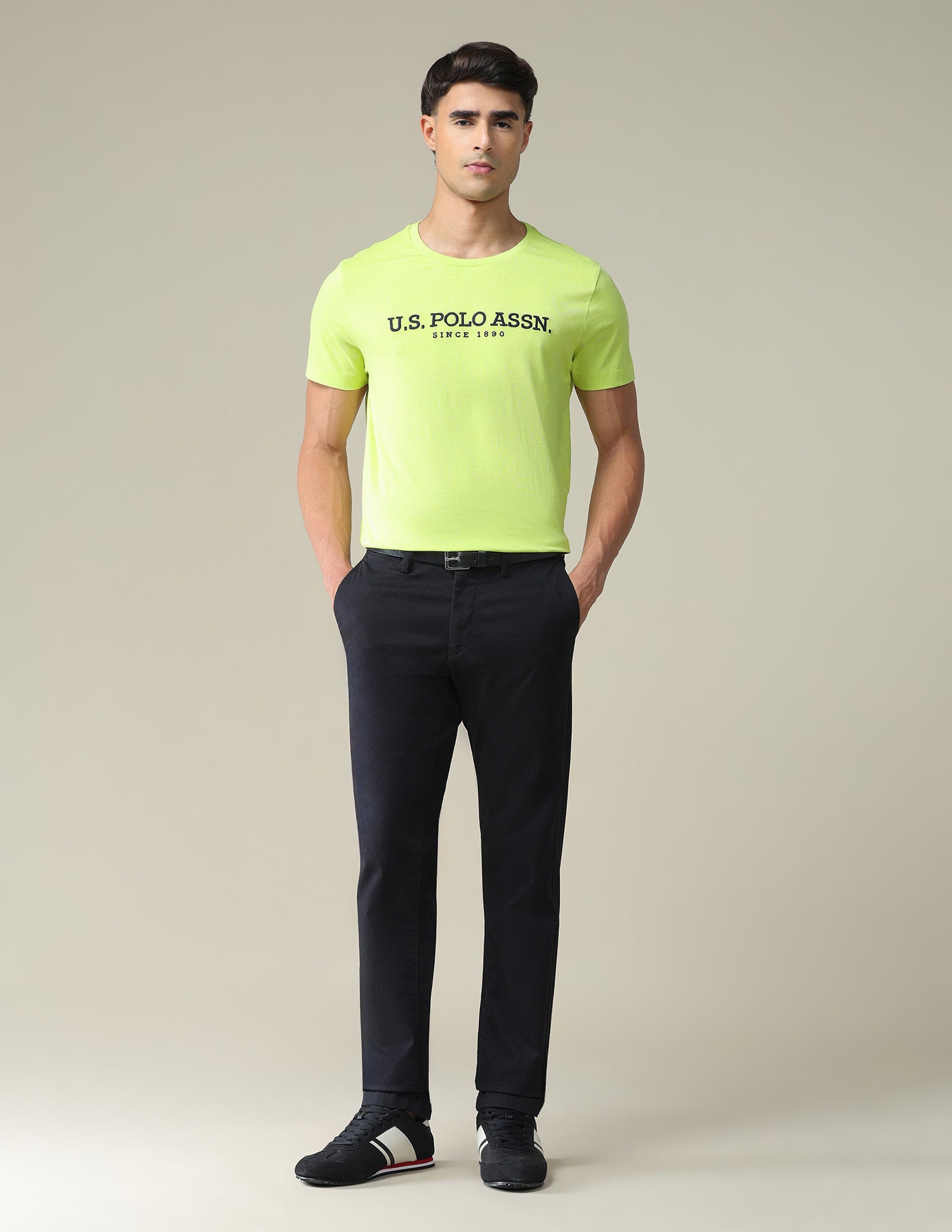 Brand Embroidered Cotton T-Shirt Lime - U.S. POLO ASSN. | Large