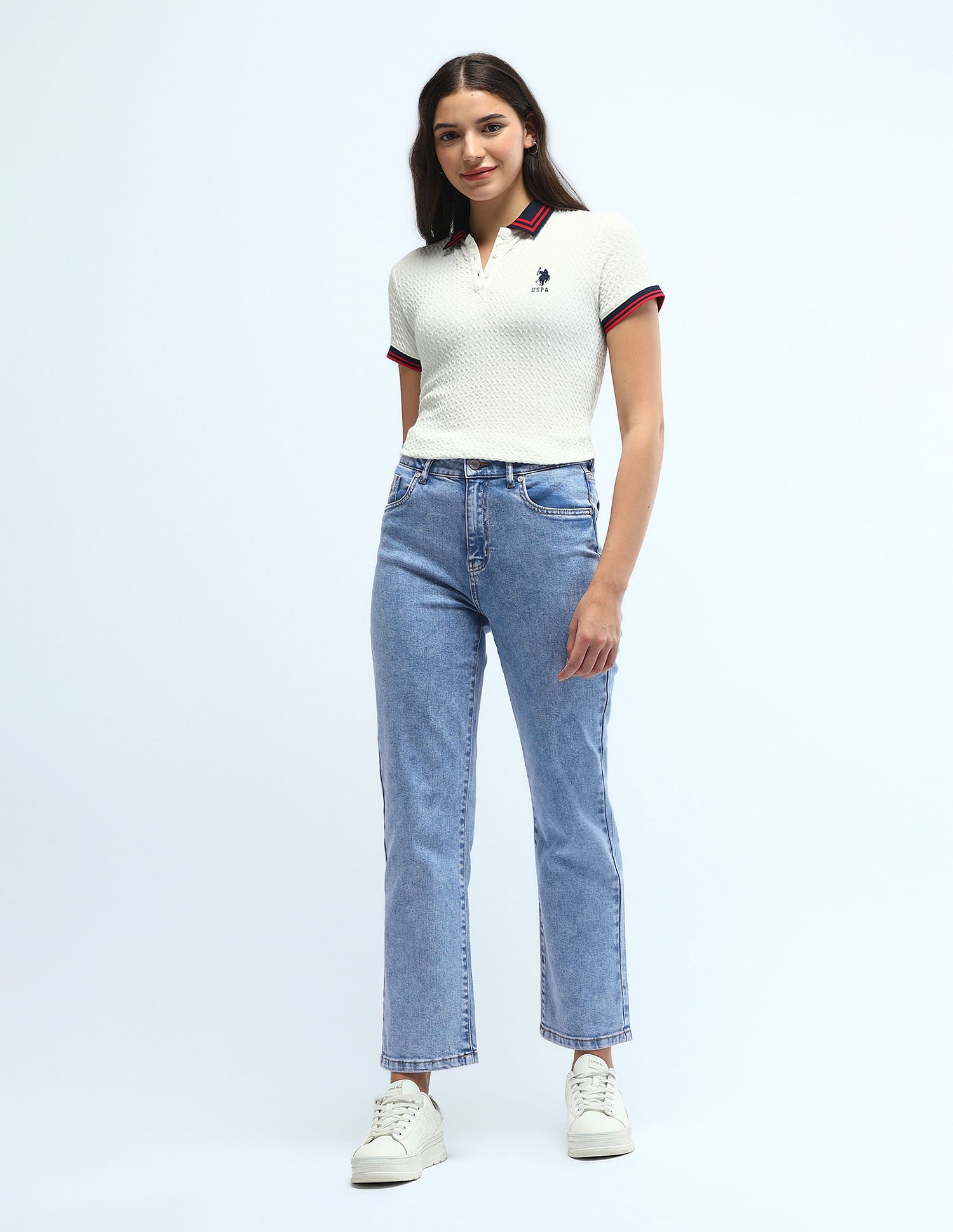 High Rise Straight Fit Jeans Blue - U.S. Polo Assn. India | Large