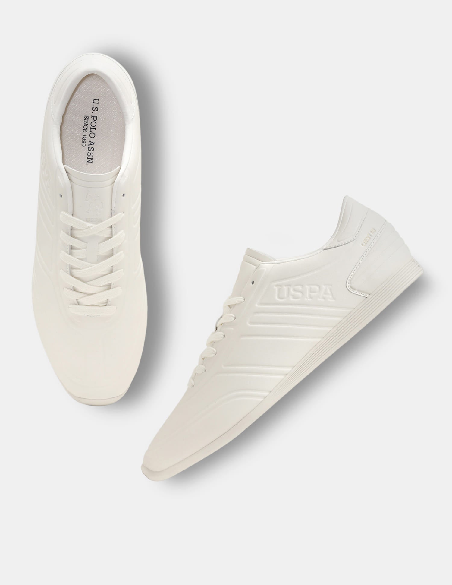 Round Toe Lace Ups Crest 90 Sneakers White - U.S. Polo Assn. India | Large