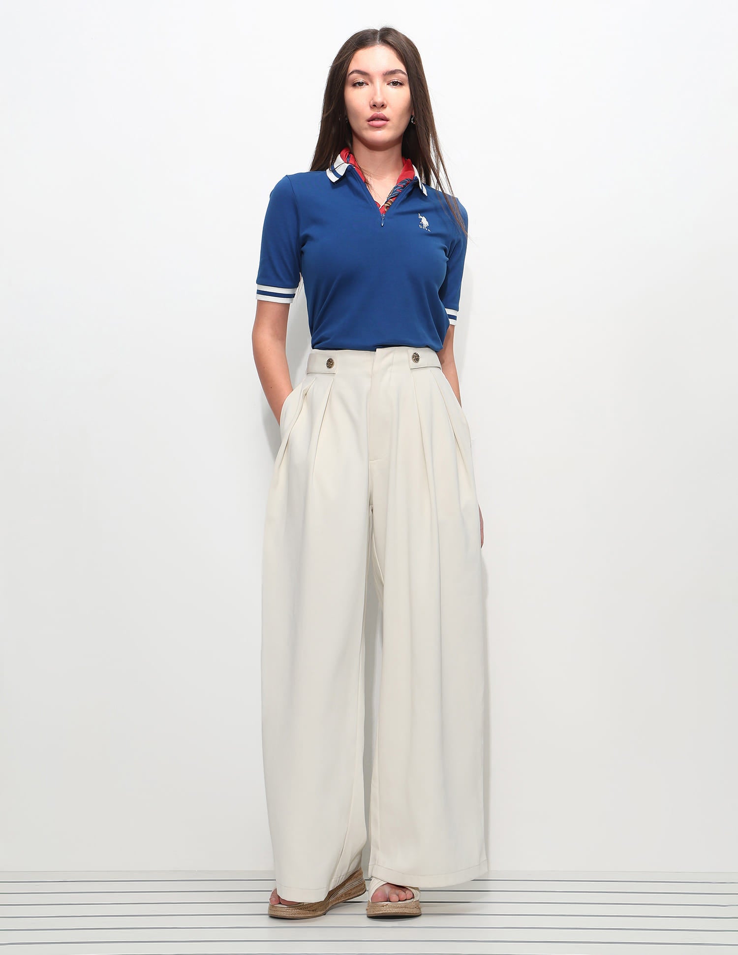 Regular Fit Solid Polo Shirt Blue - U.S. Polo Assn. India | Large