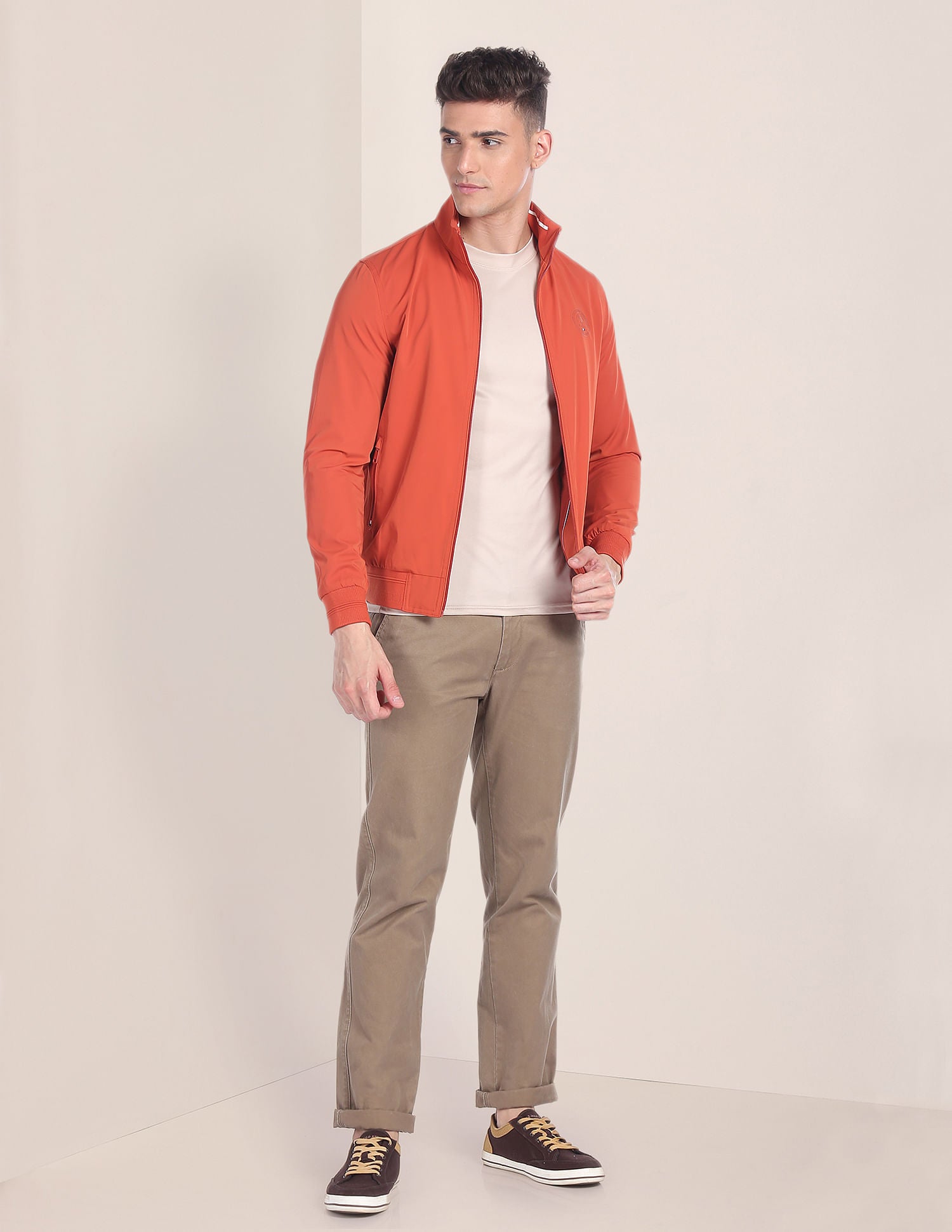 High Neck Solid Jacket Orange - U.S. POLO ASSN. | Large