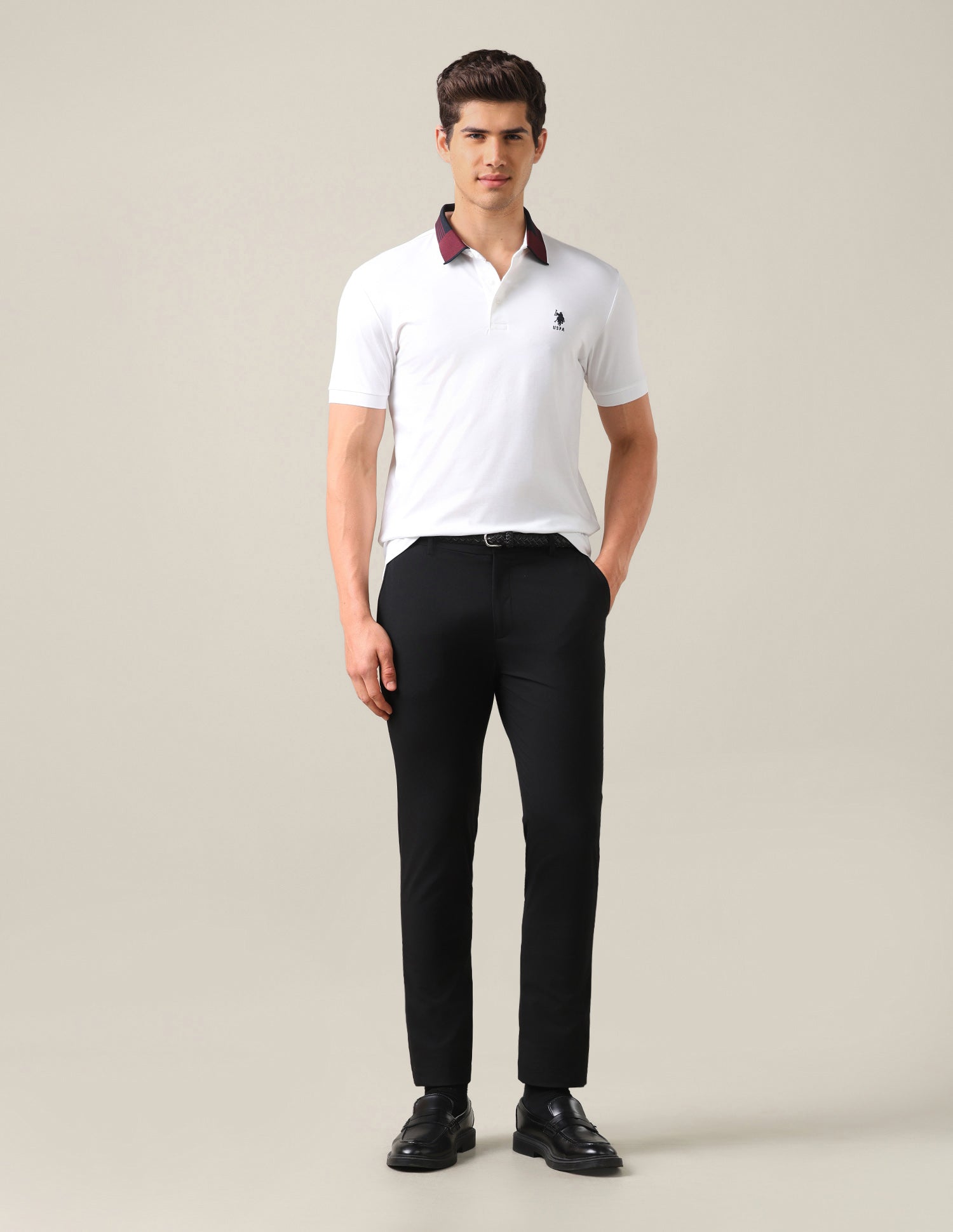 Solid Slim Fit Polo Shirt White - U.S. Polo Assn. India | Large