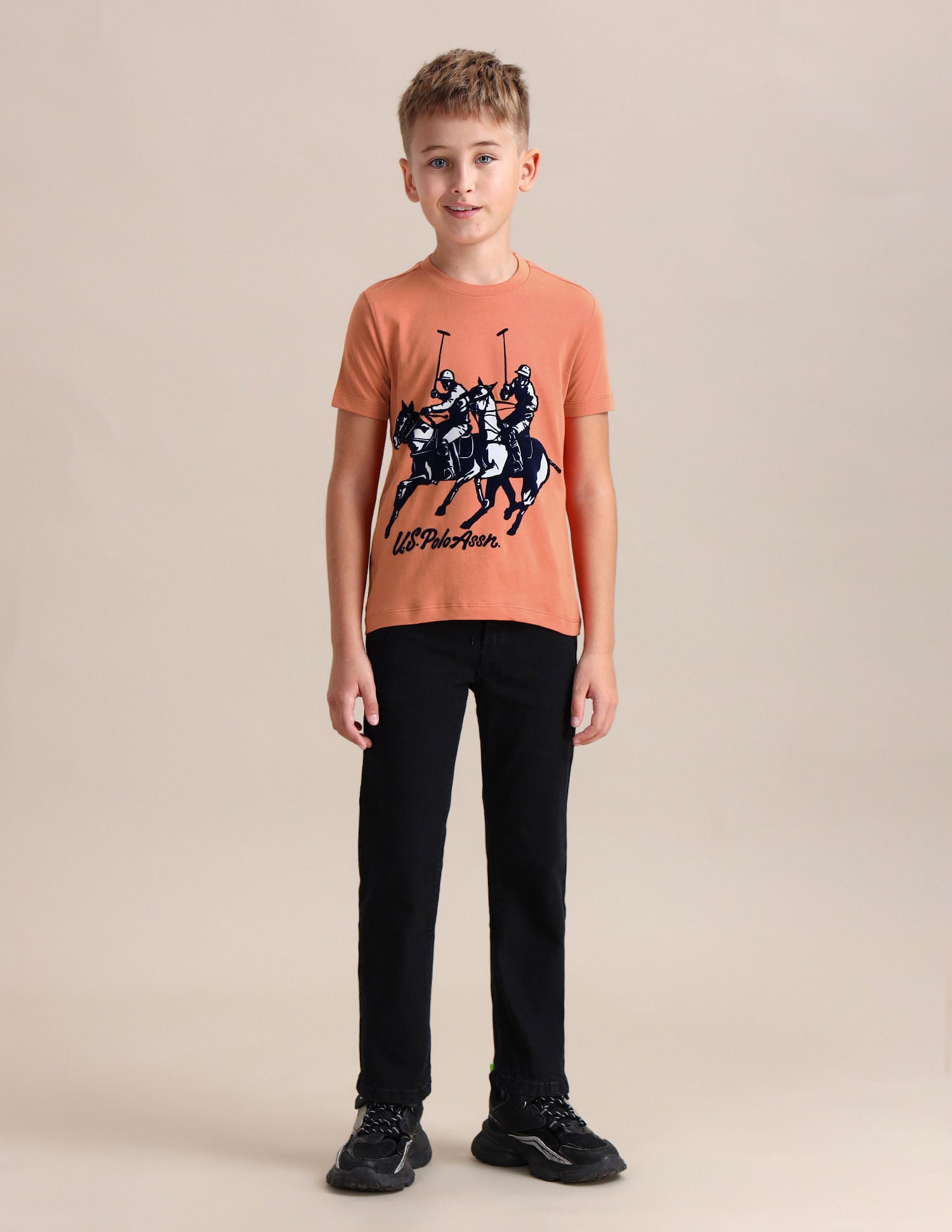 Boys Brand Print Regular Fit T-shirt Rust - U.S. POLO ASSN. | Large