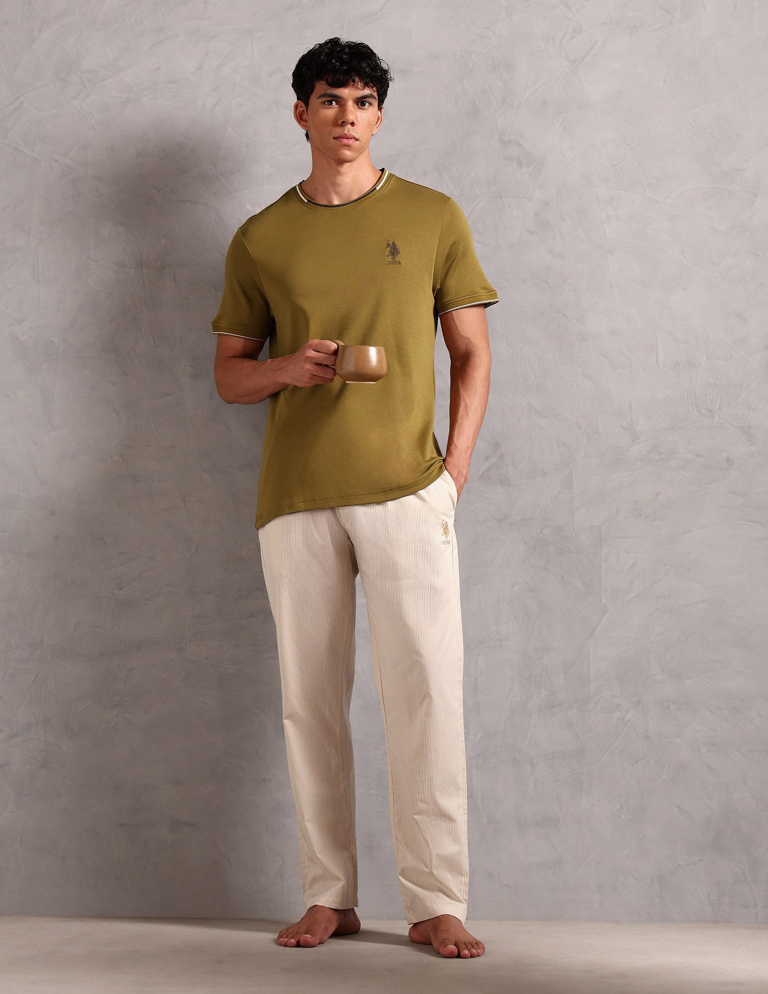 Crew Neck Comfort Fit OEE08 Lounge T-Shirt - Pack Of 1 Breen - U.S. POLO ASSN. | Large