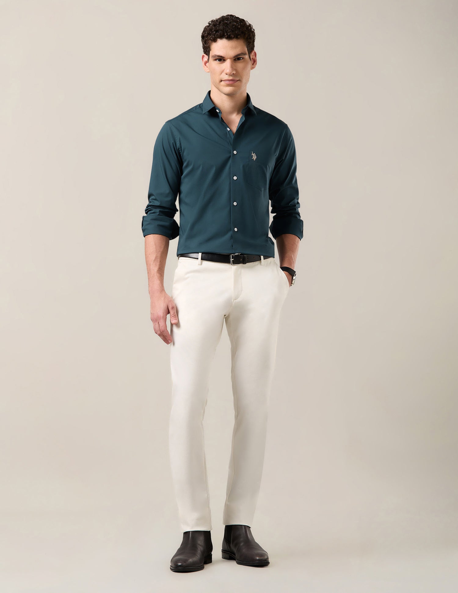 Solid Tailored Fit Shirt Teal - U.S. Polo Assn. India | Large