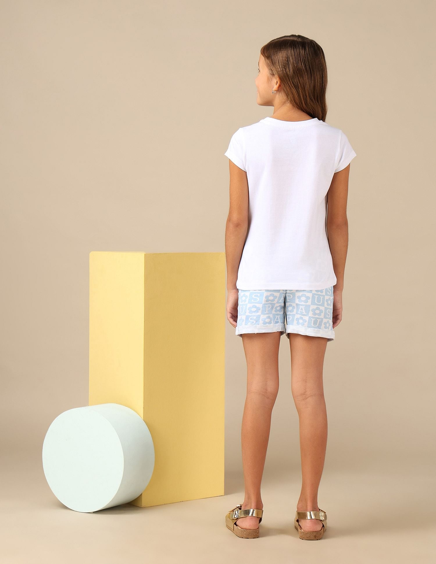 Girls Brand Printed Regular Fit T-Shirt White - U.S. POLO ASSN. | Large