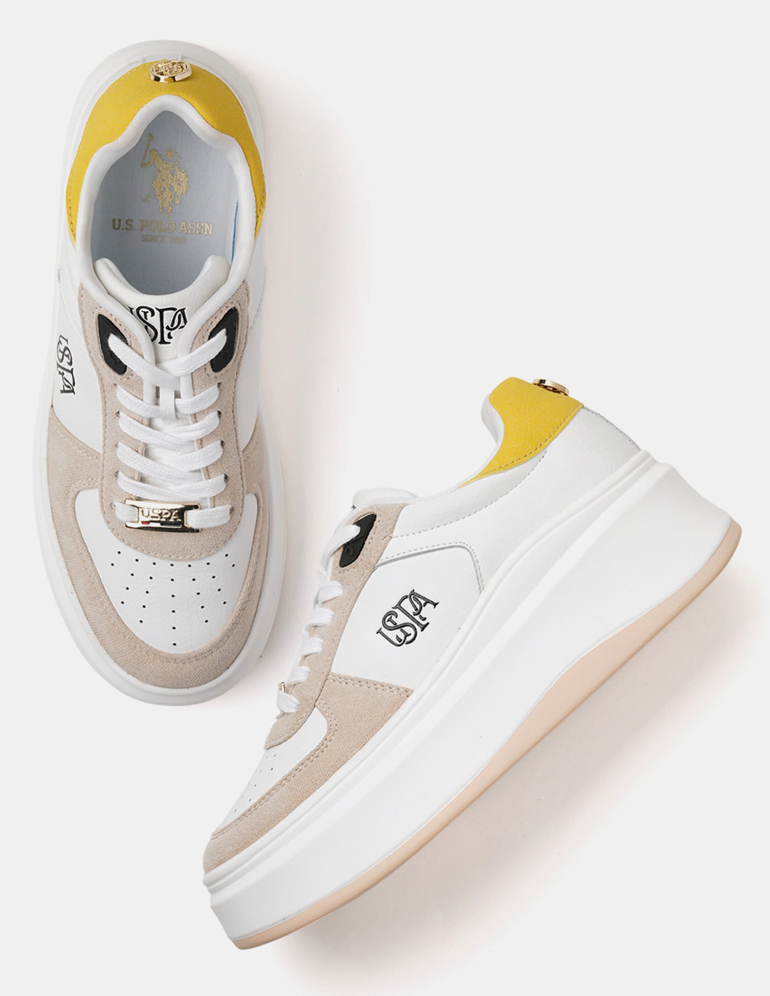 Ariella 2.0 Colourblocked Chunky Sneakers Off White - U.S. Polo Assn. India | Large