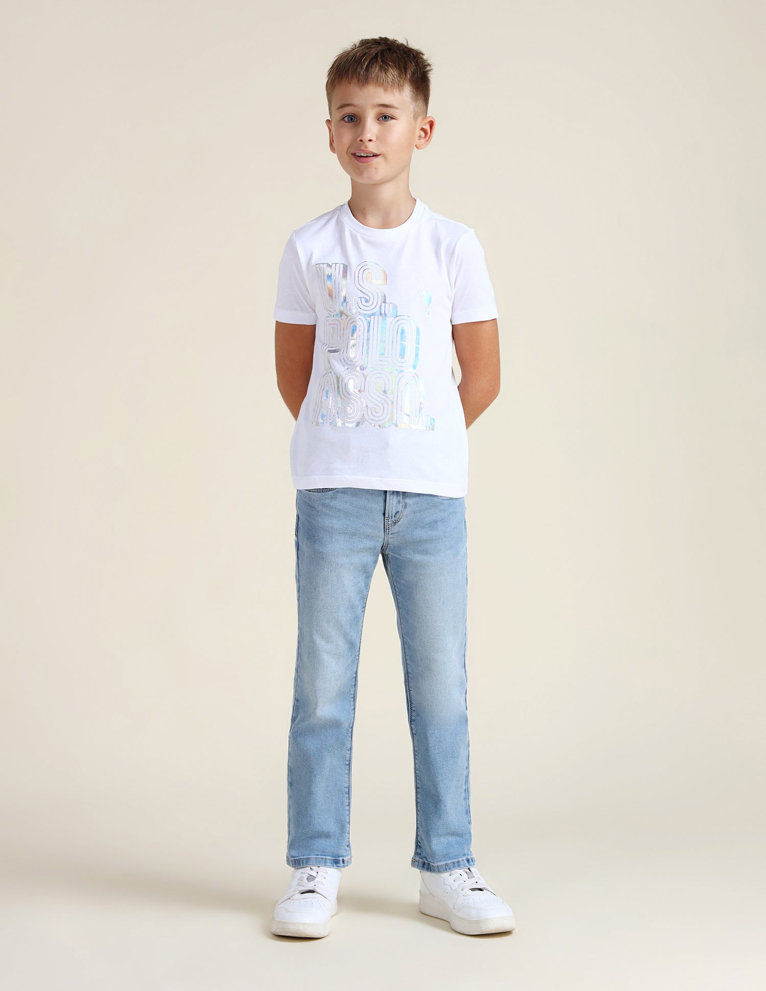 Boys Brand Printed Regular Fit T-Shirt White - U.S. POLO ASSN. | Large