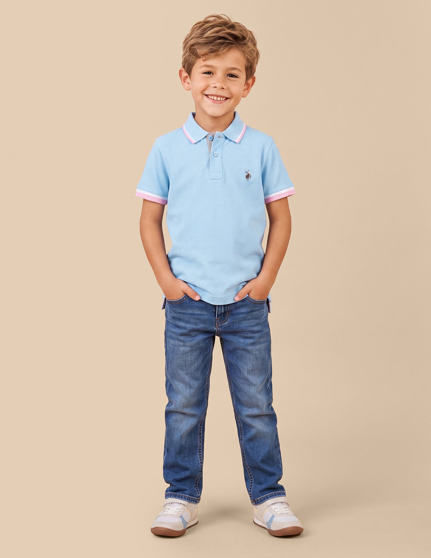 Solid Regular Fit Polo Shirt Light Blue - U.S. Polo Assn. India | Large