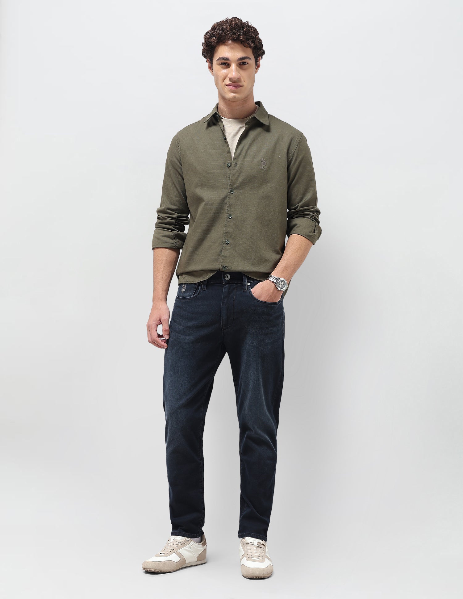 Cole Comfort Cropped Fit Blue Jeans Washed Black - U.S. Polo Assn. India | Large