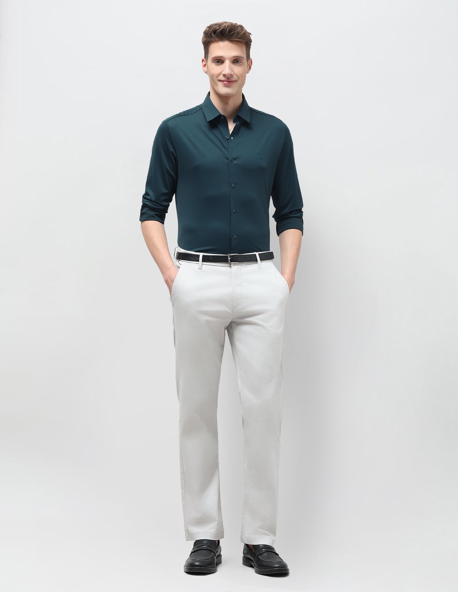 Solid Knitted Shirt Teal - U.S. Polo Assn. India | Large