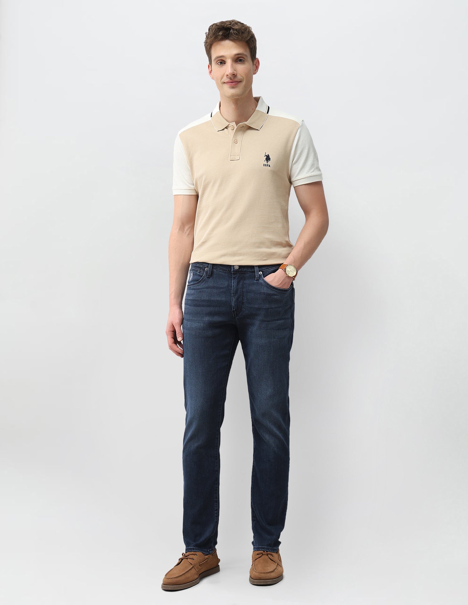 Brandon Slim Tapered Fit Blue Jeans Blue - U.S. Polo Assn. India | Large