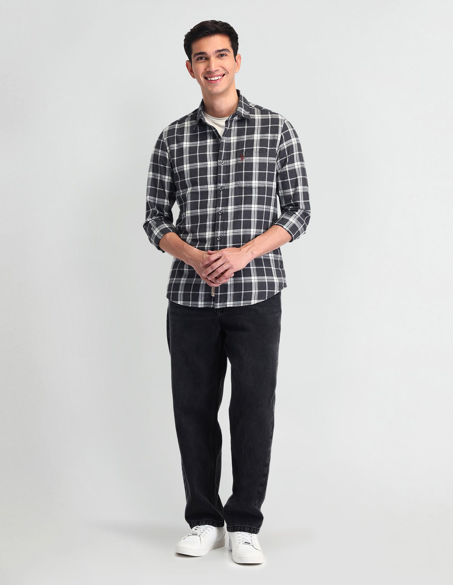 Tartan Check Regular Fit Shirt Grey - U.S. Polo Assn. India | Large