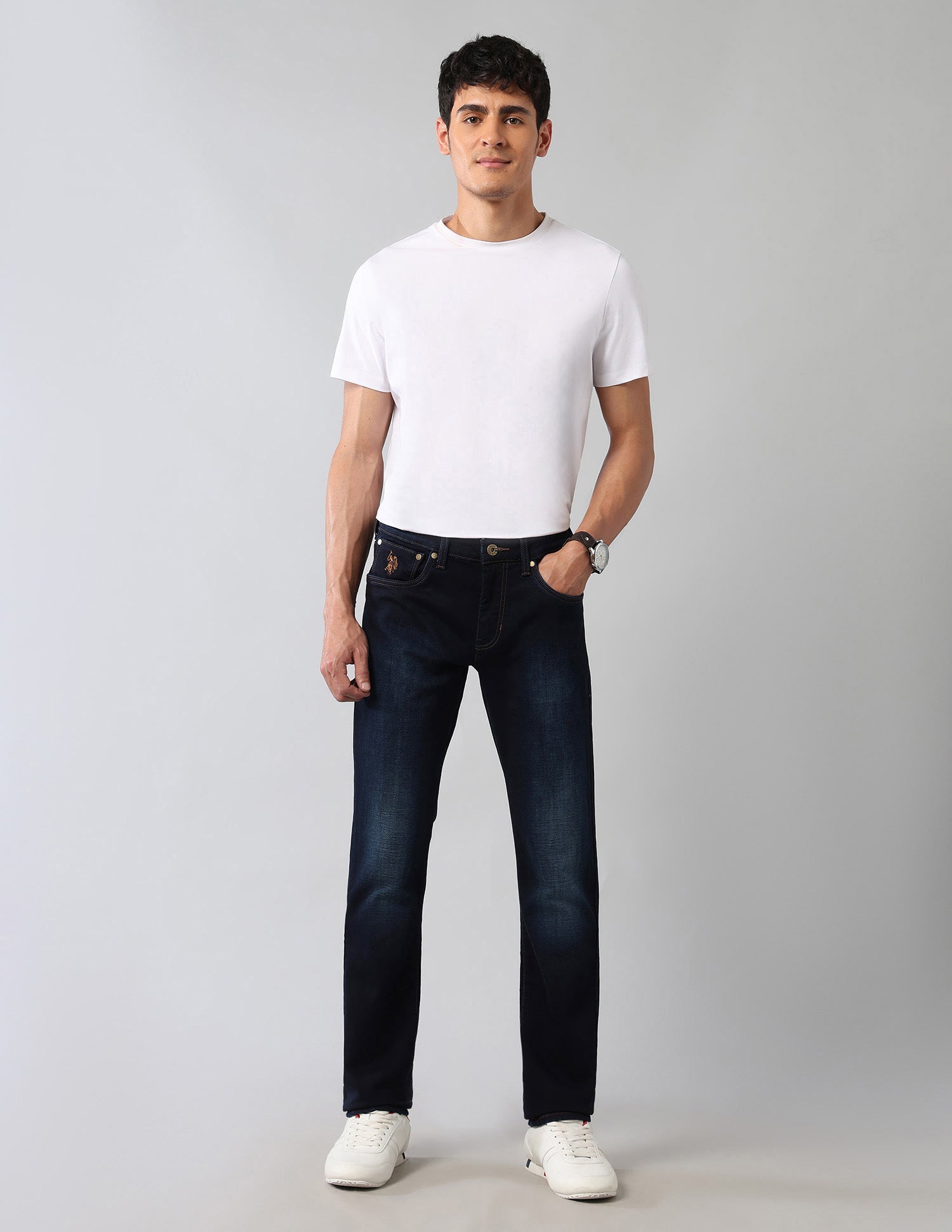 Brandon Slim Tapered Fit Blue Ultra Soft Jeans Dark Wash - U.S. Polo Assn. India | Large