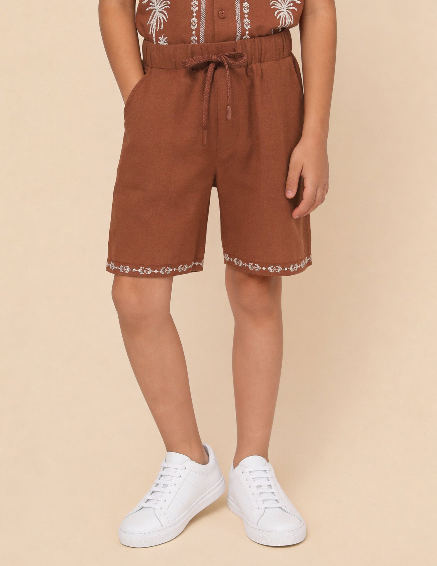 Embroidered Relaxed Fit Shorts Rust - U.S. Polo Assn. India | Large