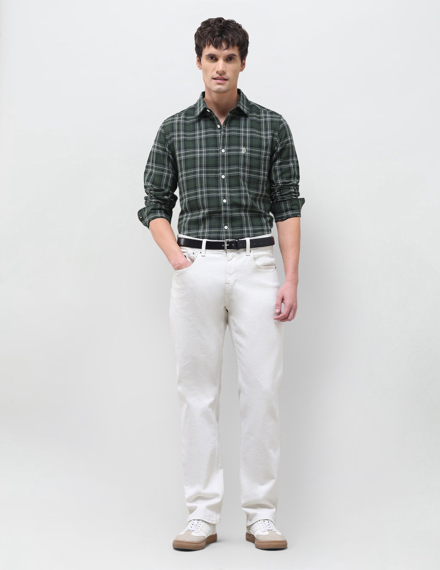 Twill Plaid Checked Shirt Olive - U.S. Polo Assn. India | Large