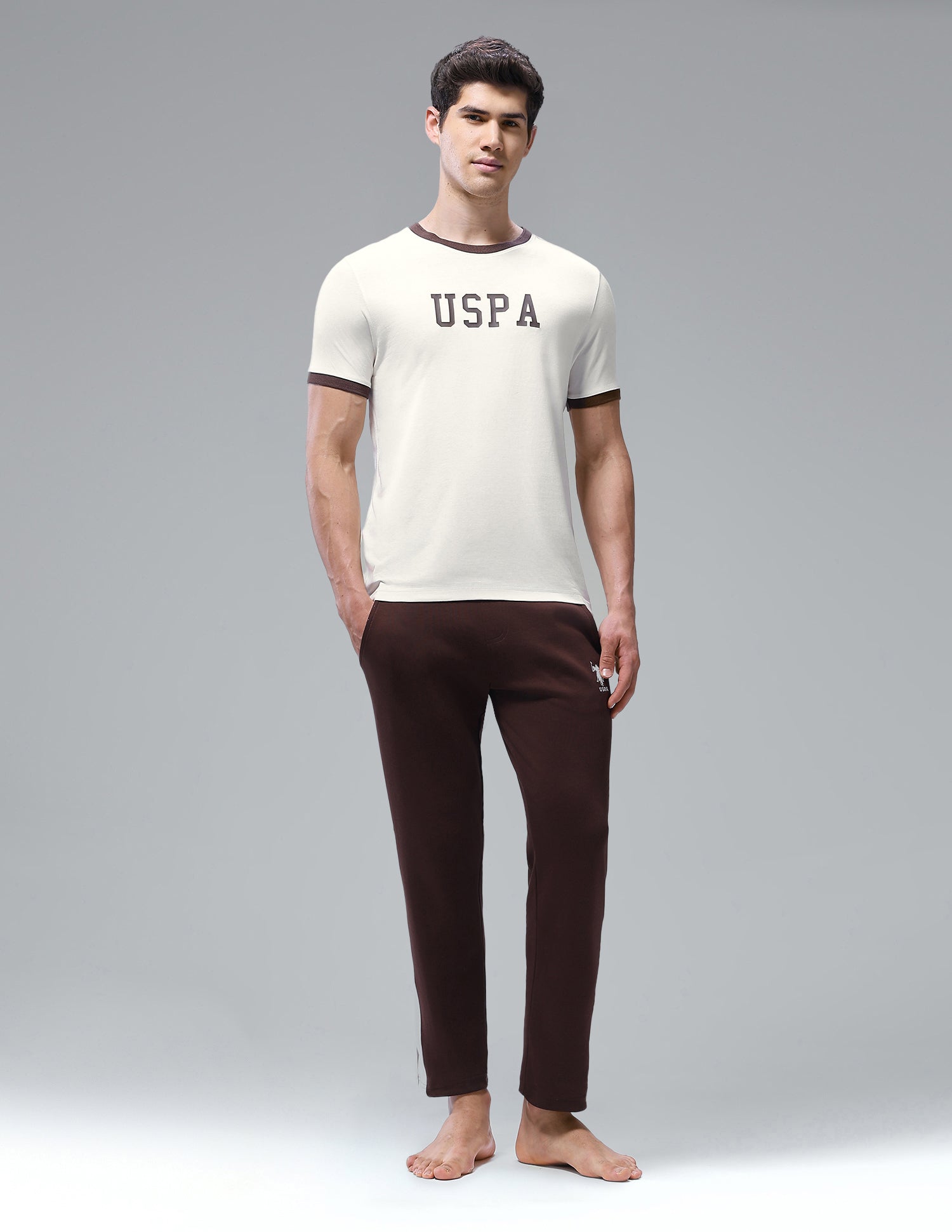 Brand Printed Regular Fit Loungewear T-Shirt Vanilla Ice - U.S. Polo Assn. India | Large