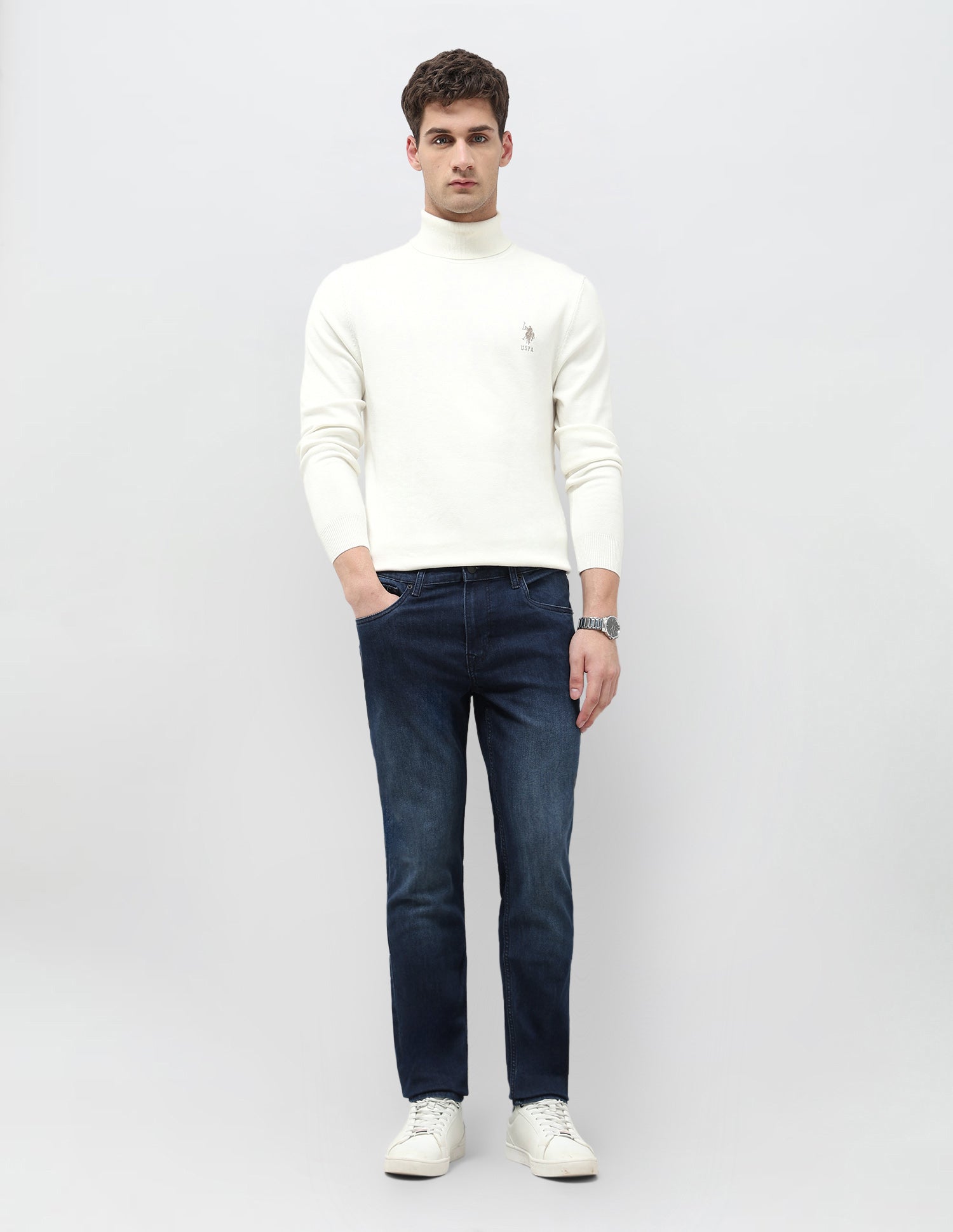 Brandon Slim Tapered Fit Blue Jeans Indigo - U.S. POLO ASSN. | Large