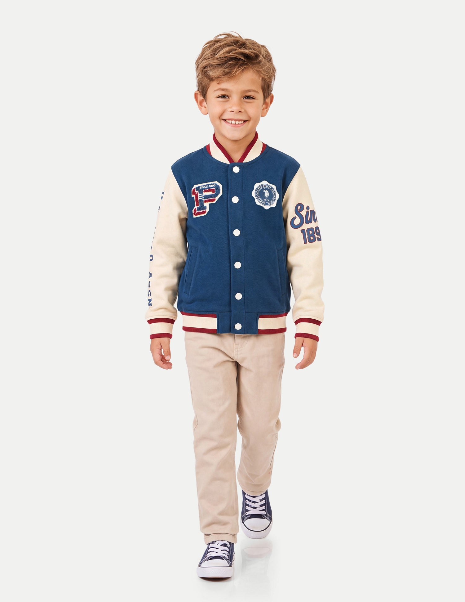 Appliqued Brand Regular Fit Varsity Jacket Navy - U.S. Polo Assn. India | Large
