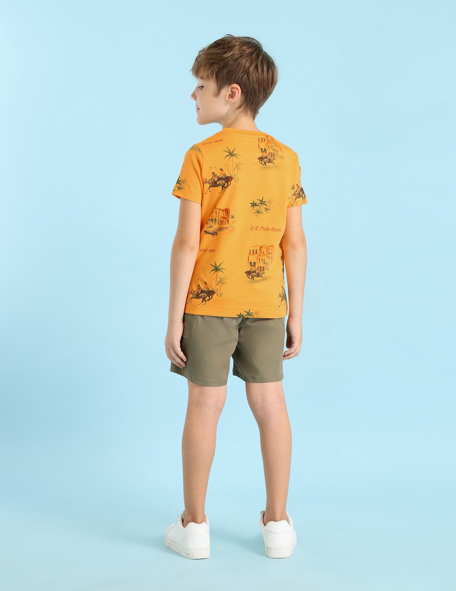 Boys Brand Printed Regular Fit T-Shirt Orange - U.S. POLO ASSN. | Large