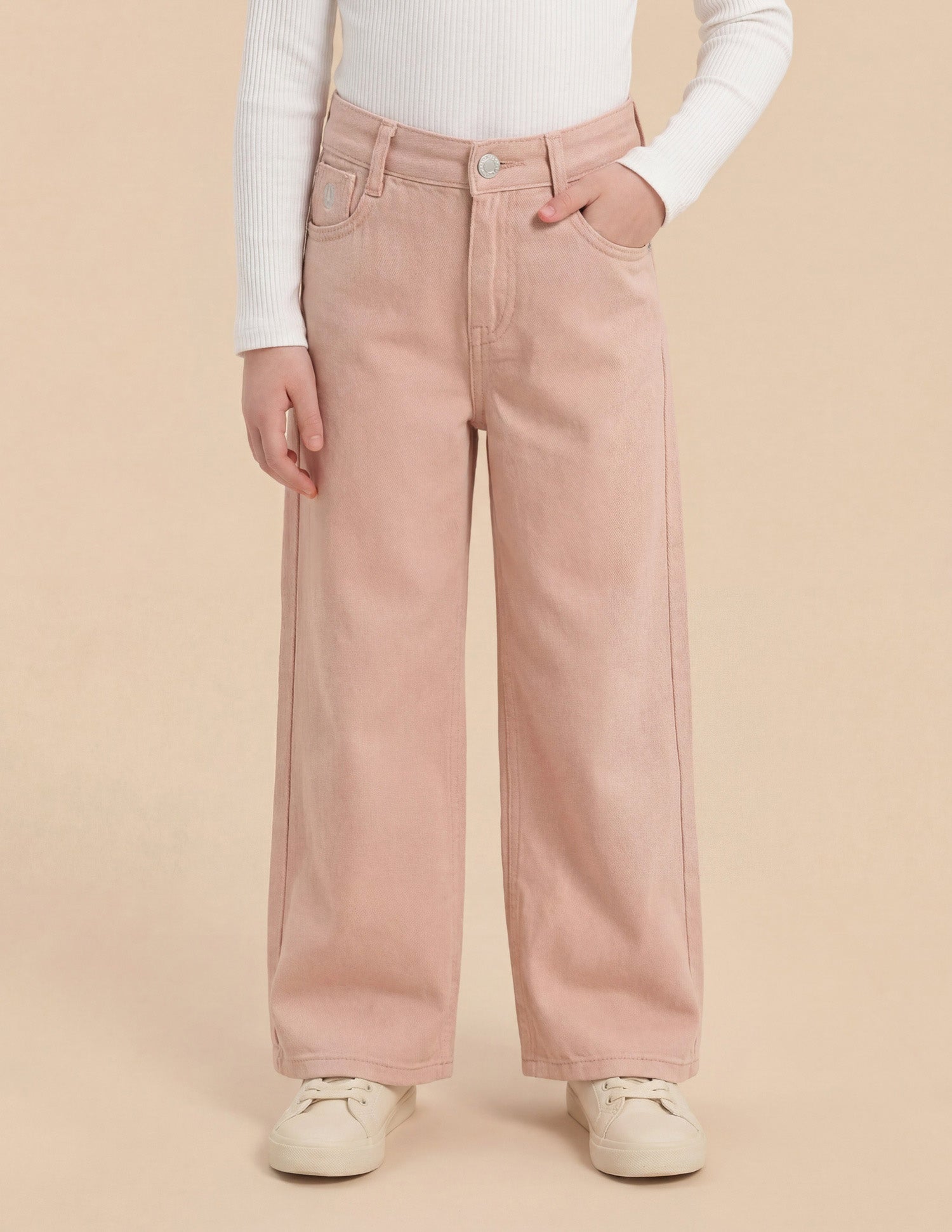 Girls Mid Rise Wide Leg Fit Jeans Pink - U.S. Polo Assn. India | Large