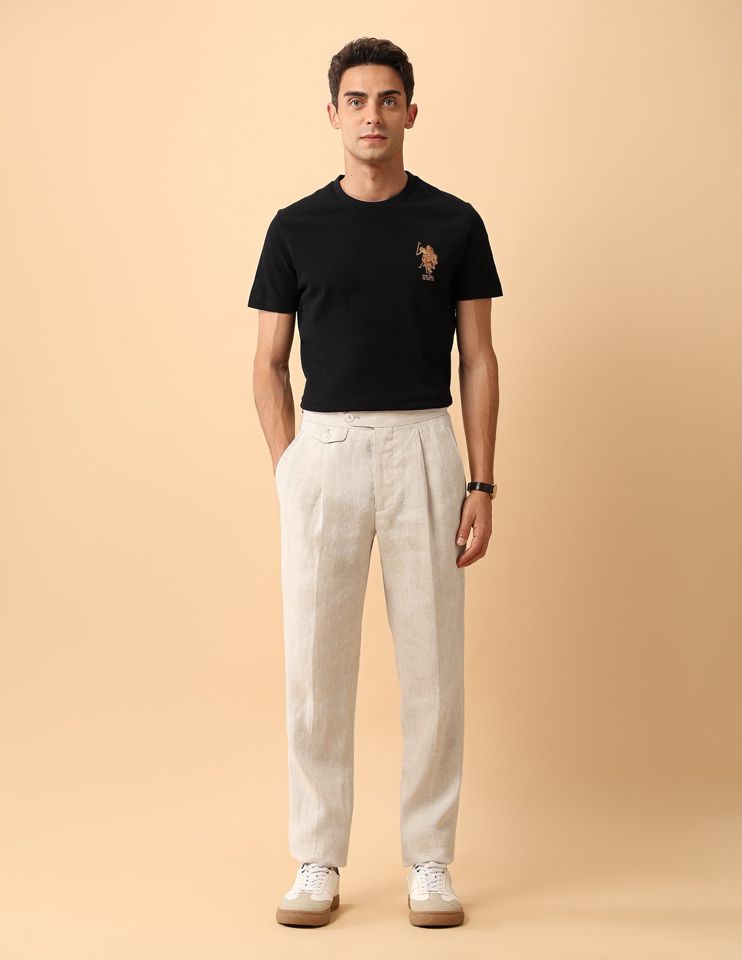 Pacho X High Rise Riley Straight Fit Trouser Beige - U.S. Polo Assn. India | Large