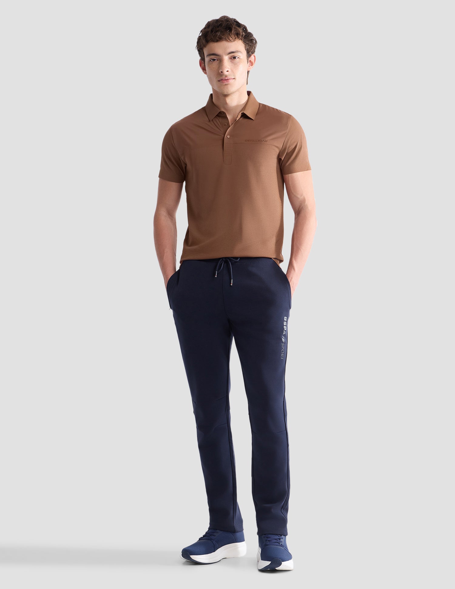 Textured Slim Fit Active Polo Shirt Khaki - U.S. Polo Assn. India | Large