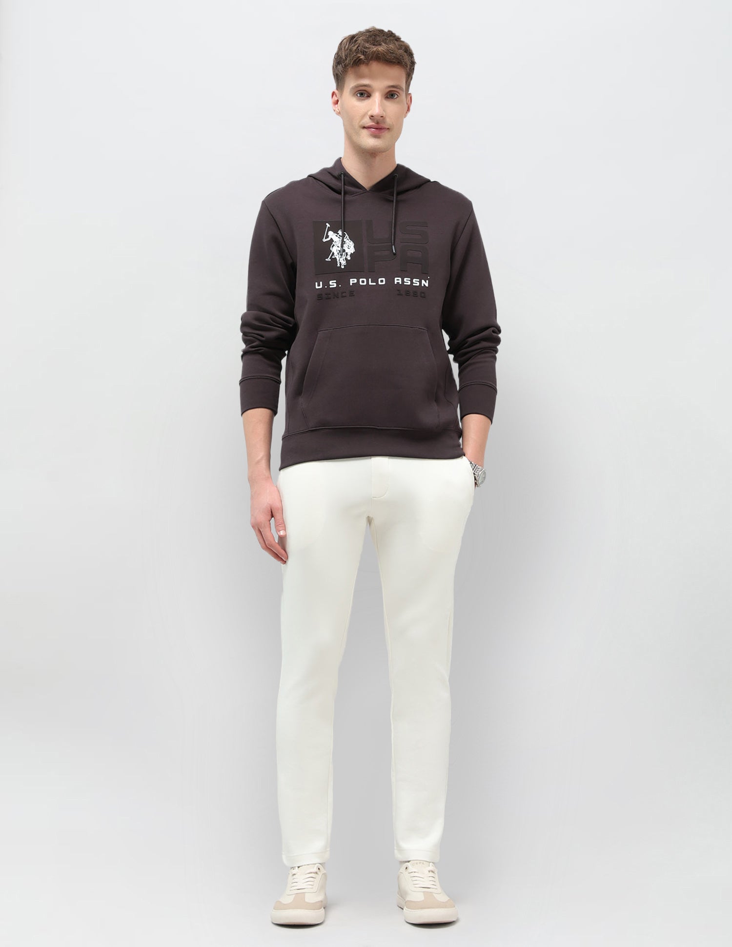 Brand Printed Regular Fit Sweatshirt Dark Brown - U.S. POLO ASSN. | Large