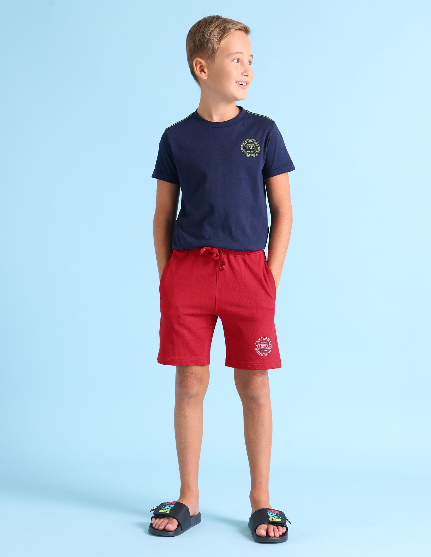 Pure Cotton Mid Rise IKSA Shorts - Pack Of 1 Red - U.S. POLO ASSN. | Large