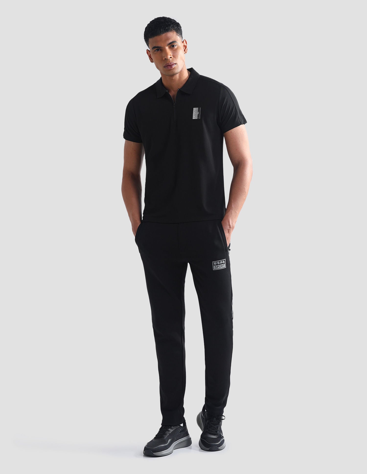 Small Logo Slim Fit Polo Shirt Black - U.S. Polo Assn. India | Large