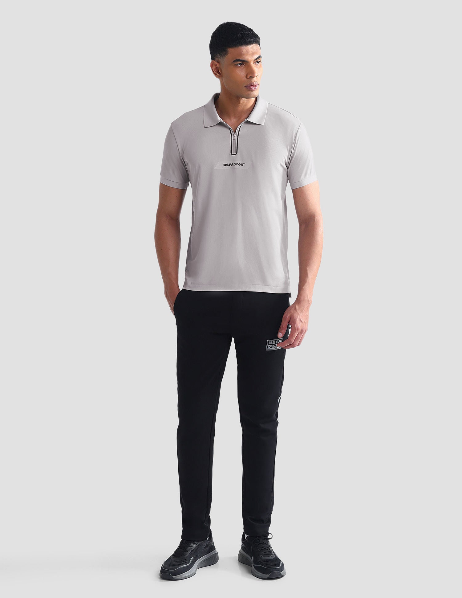 Rear Brand Stripe Slim Polo Shirt Grey - U.S. Polo Assn. India | Large