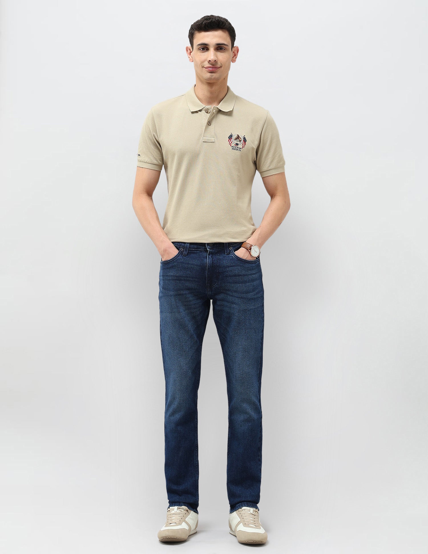 Brandon Slim Tapered Fit Blue Jeans Dark Blue - U.S. Polo Assn. India | Large