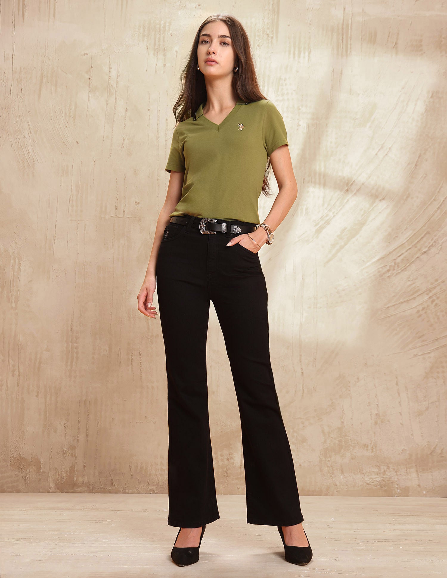 High Rise Bootcut Jeans Jet Black - U.S. POLO ASSN. | Large