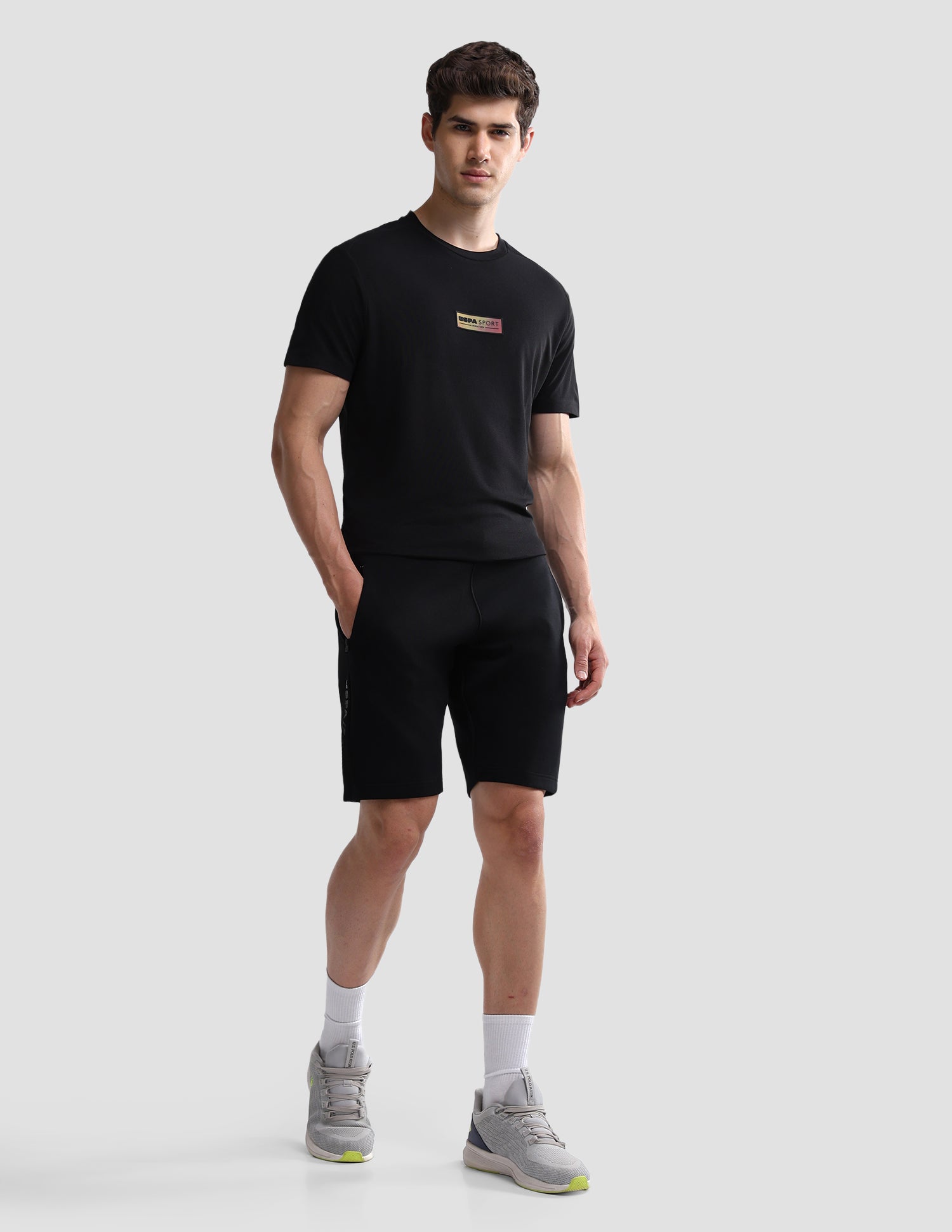 Solid Slim Fit Active T-Shirt Black - U.S. Polo Assn. India | Large