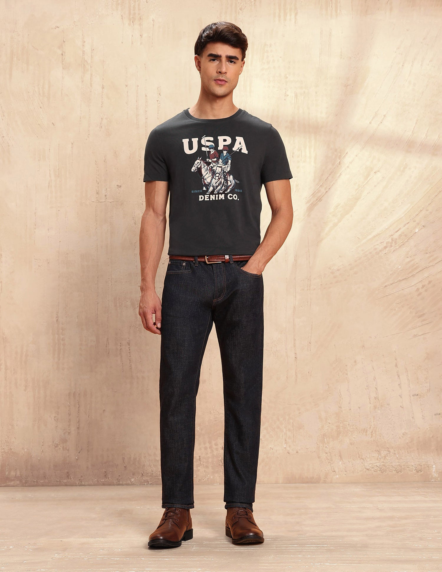 Graphic Brand Printed Legend Of Horseshoe T-Shirt Dark Grey - U.S. POLO ASSN. | Large